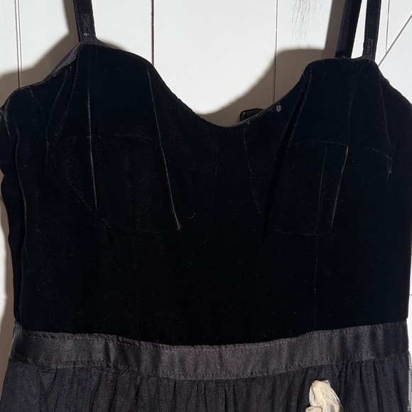 Nanette Lepore Black Velvet Cream Tulle Floral Dress - Picture 7 of 9